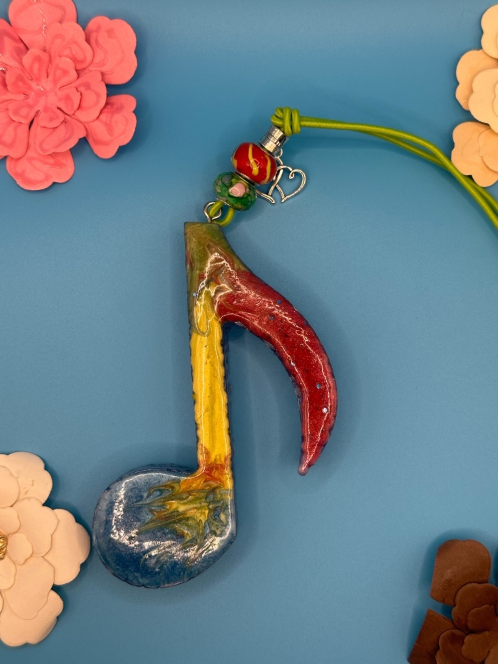 Handmade Colorful Musical Note Car Freshie- Multicolor